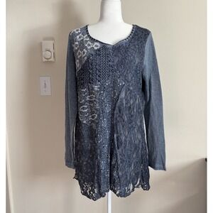 Vintage Y2K Pyramid Collection Whimsigoth Top Knit Lace Textured Womens Large